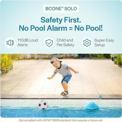 Lifebuoy Solo Pool Alarm Alarms for Inground Pools and Above Ground, Floating Pool Alarm Not ASTM F2208 Certified, Bluetooth App, No alerts to Mobile Phone, Not Compatible with BCone Pool Safety Alarm